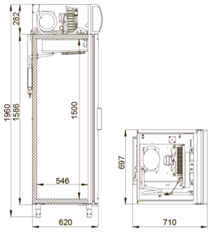 Шкаф холодильный Polair DM105-G Габариты