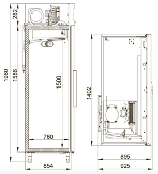 Шкаф холодильный Polair CM114-G Габариты
