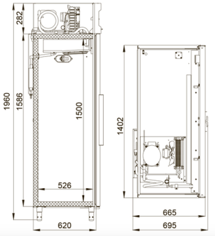 Шкаф холодильный Polair CV110-S Габариты