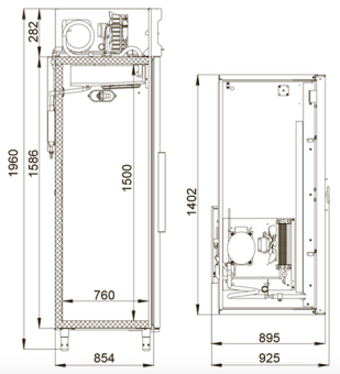 Шкаф холодильный Polair CM114-S Габариты