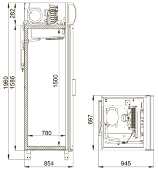 Шкаф холодильный Polair DM107-G Габариты