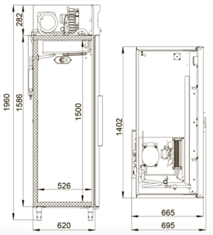 Шкаф холодильный Polair CM110-G Габариты