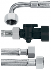 Комплект шлангов №3: запорный кран G1-G3/4 + G3/4-G3/4 с коленом, DN8 Brita 1007734 в компании ШефСтор