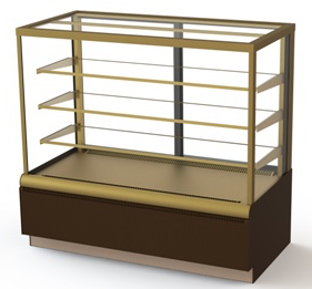 Витрина холодильная Kayman K-ВК-900 ЛЮКС КВАДРО БРОНЗА кондитерская в компании ШефСтор