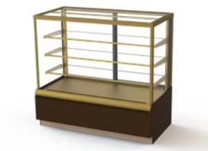 Витрина холодильная Kayman K-ВК-1300 КВАДРО БРОНЗА кондитерская в компании ШефСтор