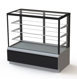 Витрина холодильная Kayman K-ВК-900 ЛЮКС КВАДРО СЕРЕБРО кондитерская в компании ШефСтор