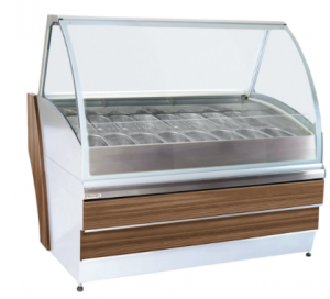 Витрина морозильная ES SYSTEM K SAGITTA 1,2 ОРЕХ ТОСКАНА,СЕРЕБРО в компании ШефСтор