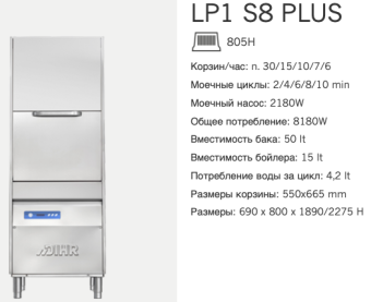 Машина котломоечная Dihr LP1 S8 Plus DD+DP (2)