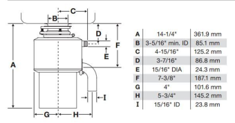 РАЗМЕРЫ КОММЕРЧЕСКИЙ ИЗМЕЛЬЧИТЕЛЬ ПИЩЕВЫХ ОТХОДОВ INSINKERATOR LC-50-13 в Шефстор (www.chefstore.ru