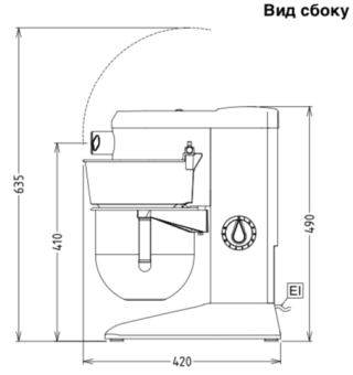 Миксер планетарный Electrolux 600192 (BE5BY) вид сбоку