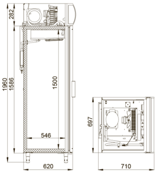 Шкаф холодильный Polair DM105-S (ШХ-0,5 ДС) Габариты