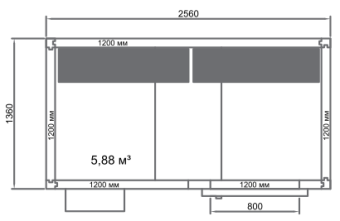 Камера холодильная Polair КХН-5,88 1360х2560х2460 (80мм) схема