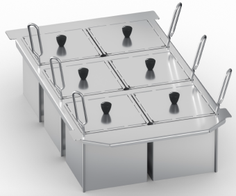 Набор 6 неперфорированных корзин с крышками с рамой RATIONAL 60.75.306