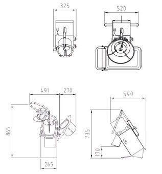 Овощерезка настольная HALLDE RG-350 с ручной подачей (6) габариты