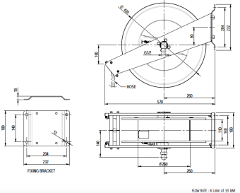 Душ на катушке Monolith SR000000001A (8 метров) размеры