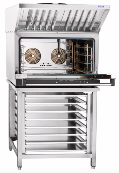 Печь конвекционная электрическая Abat КЭП-4П (110000008926) на подставке с вытяжным зонтом