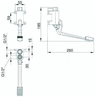 Смеситель педальный вертикальный Monolith R0902010106 (2)