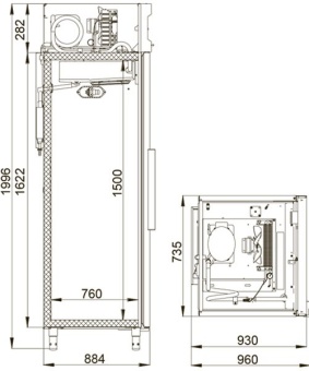 Шкаф морозильный Polair CB107-S Габариты