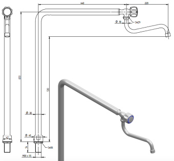 Колонка с поворотным краном Monolith R0601010101 схема