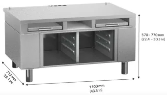 Подставка с электрической регулировкой 2-XS RATIONAL 60.31.326 (габаритные размеры)