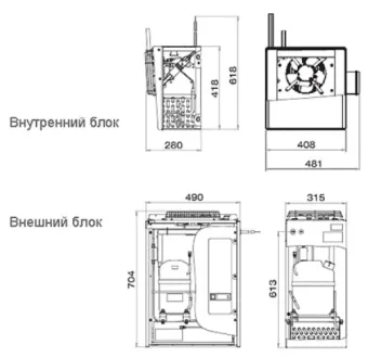 Сплит-система Polair SB 109 S габаритные размеры